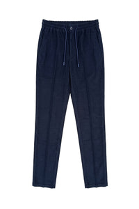 Pantalon de tailleur boutonné en soie - Bleu