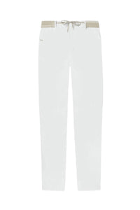 Pantalon à ceinture tricotée - Blanc & Beige