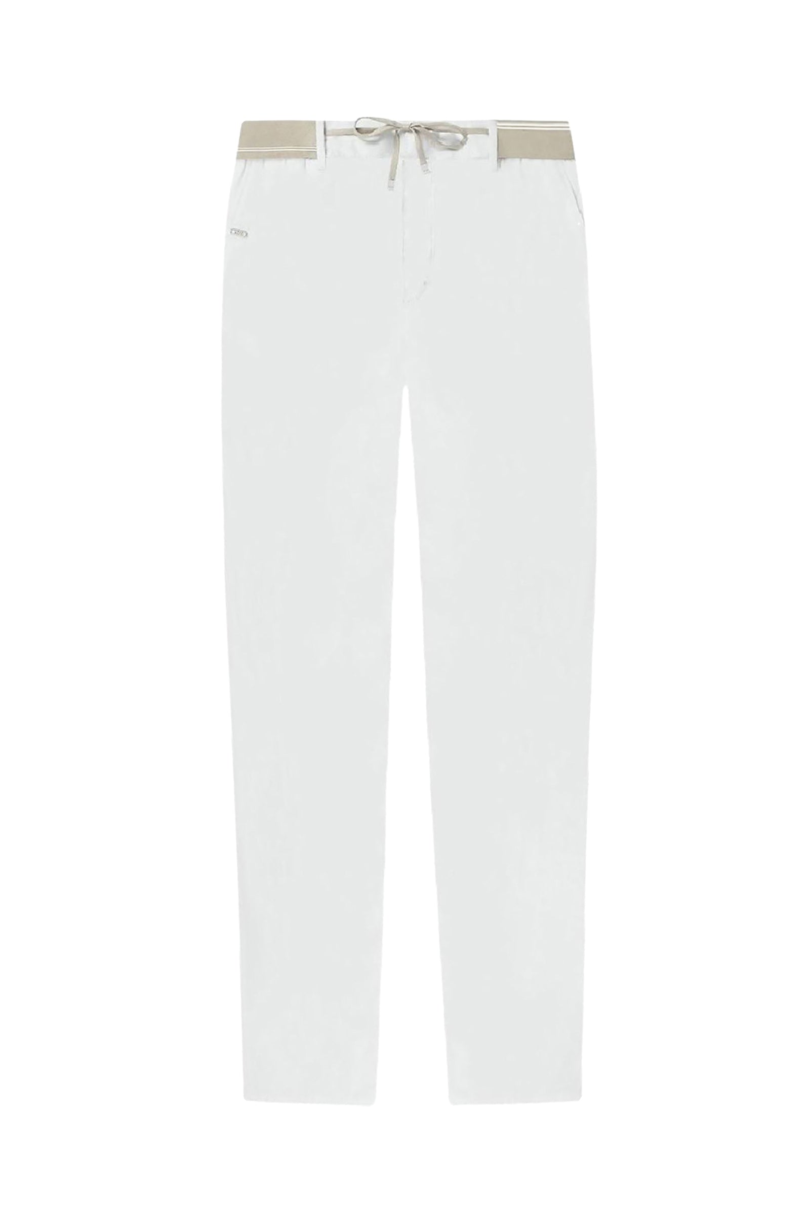 Pantalon à ceinture tricotée - Blanc & Beige