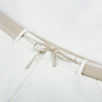 Pantalon à ceinture tricotée - Blanc & Beige