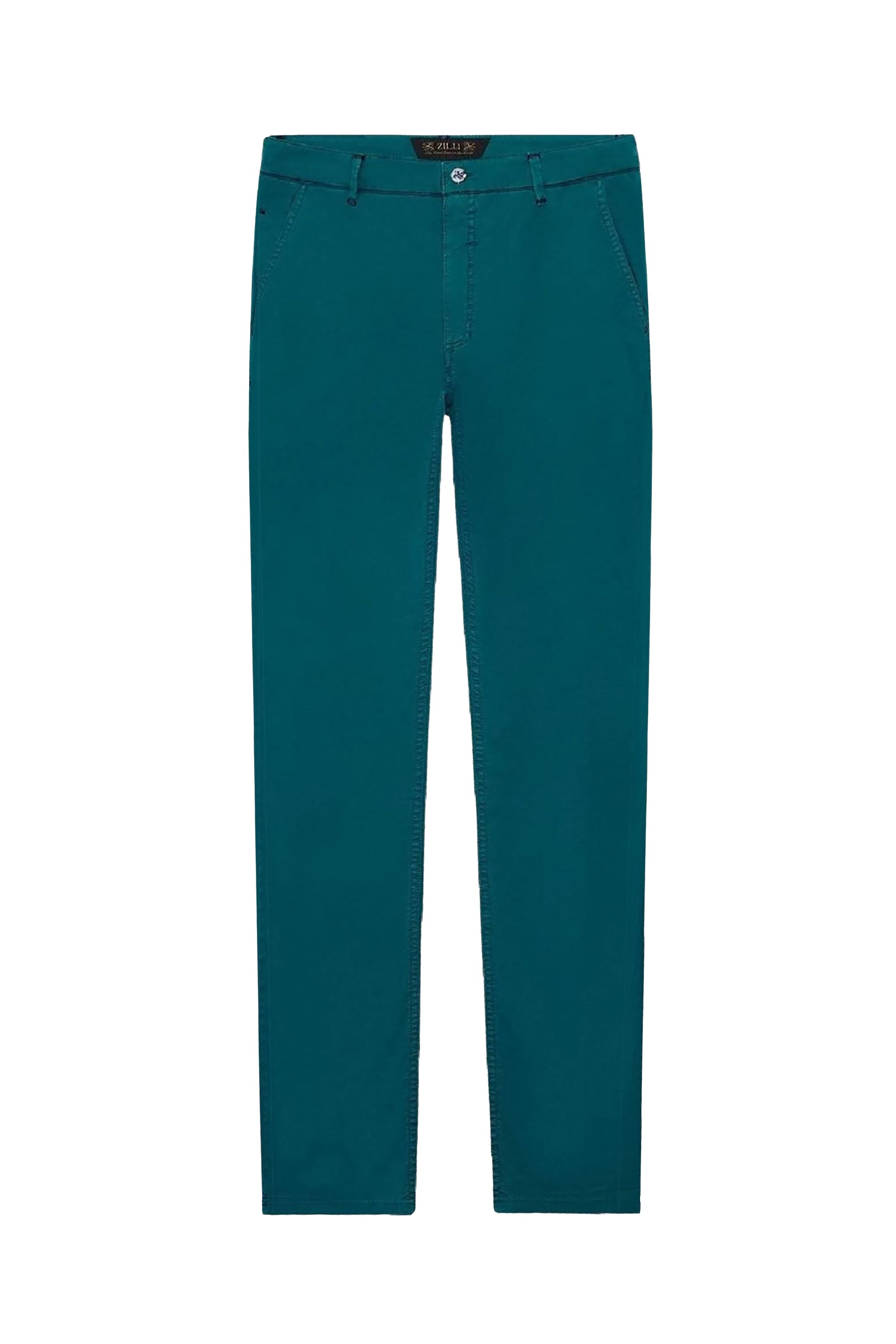 Pantalon chino ajusté à surpiqûres - Vert