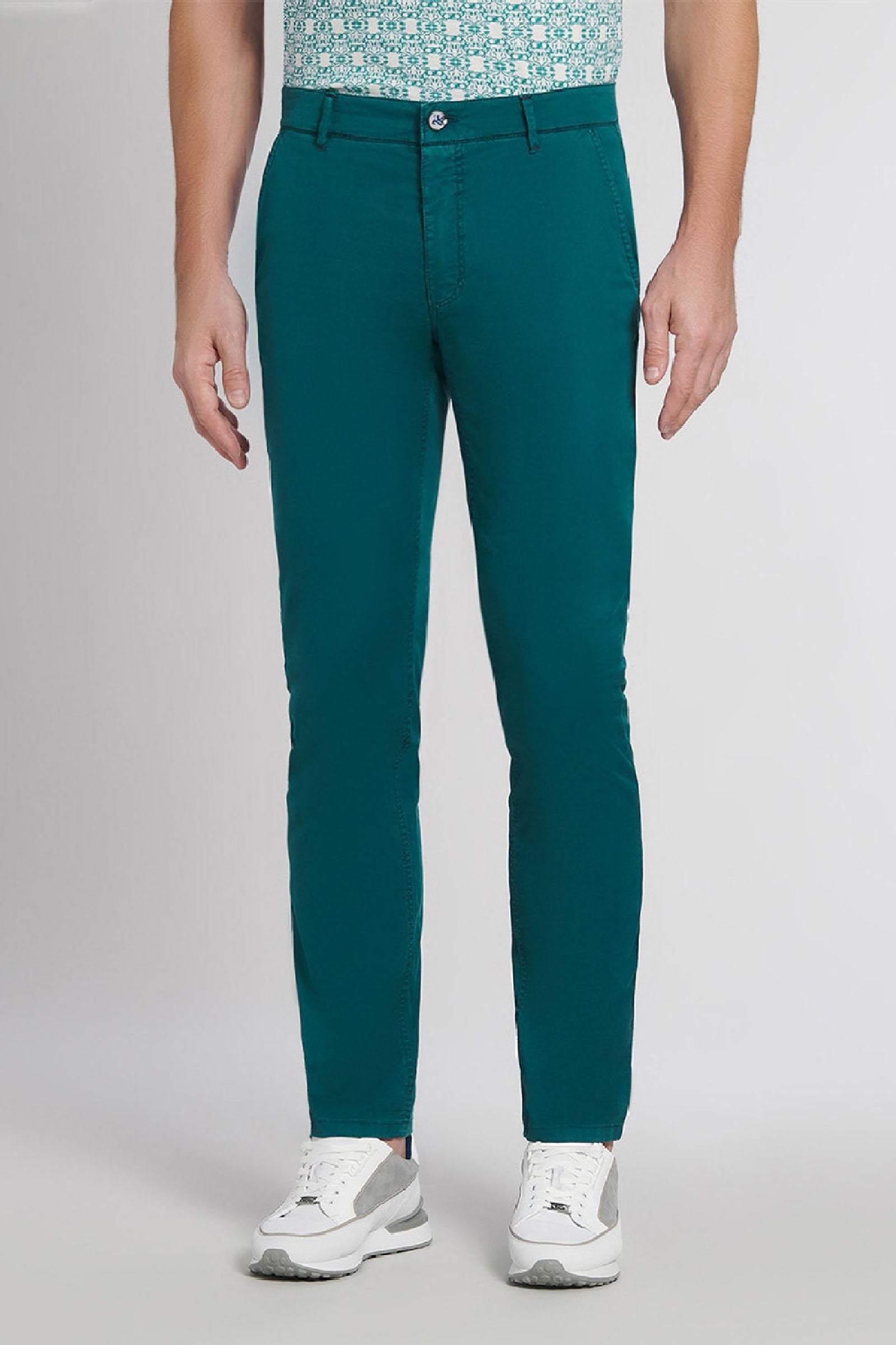 Pantalon chino à surpiqûres - Beige