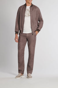 Pantalon aviateur texturé en lin - Marron