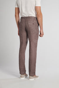 Pantalon aviateur texturé en lin - Marron