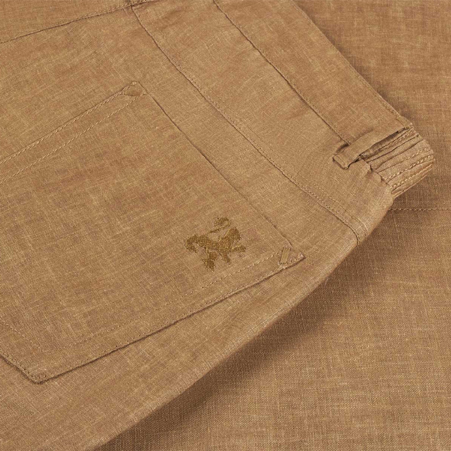 Pantalon texturé en lin - Camel