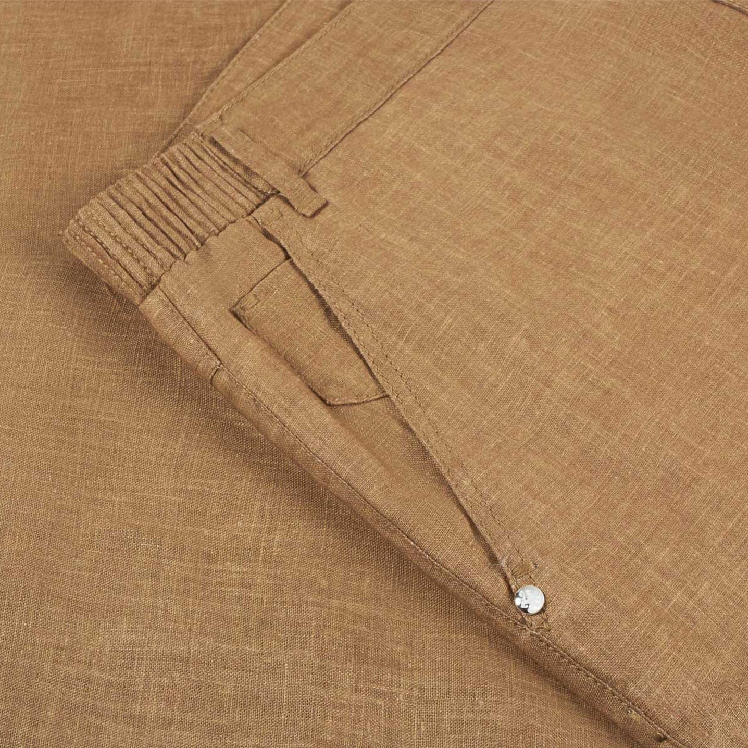 Pantalon texturé en lin - Camel