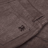 Mottled shorts with elasticated waistband in linen - Brown