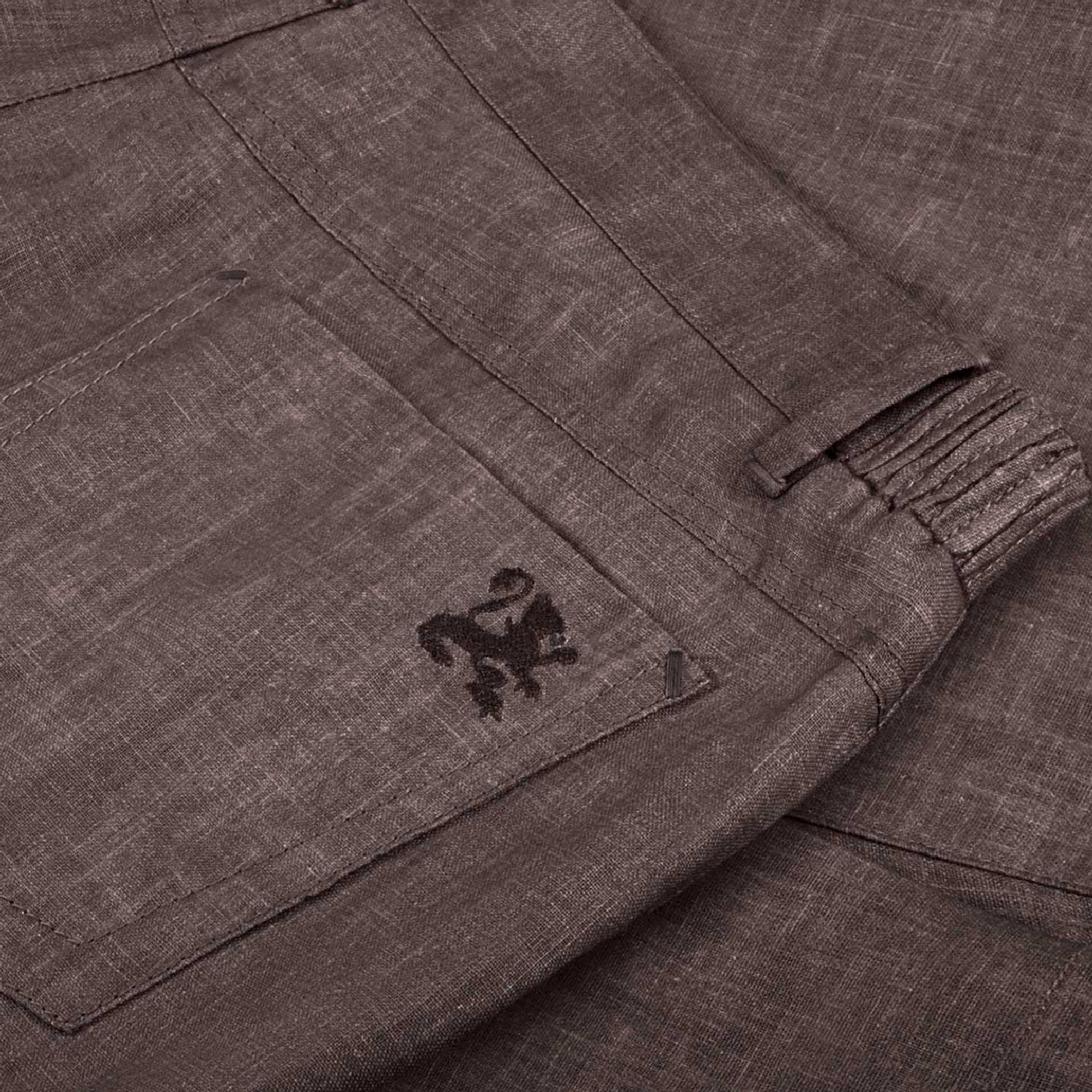 Mottled shorts with elasticated waistband in linen - Brown
