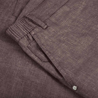 Mottled shorts with elasticated waistband in linen - Brown