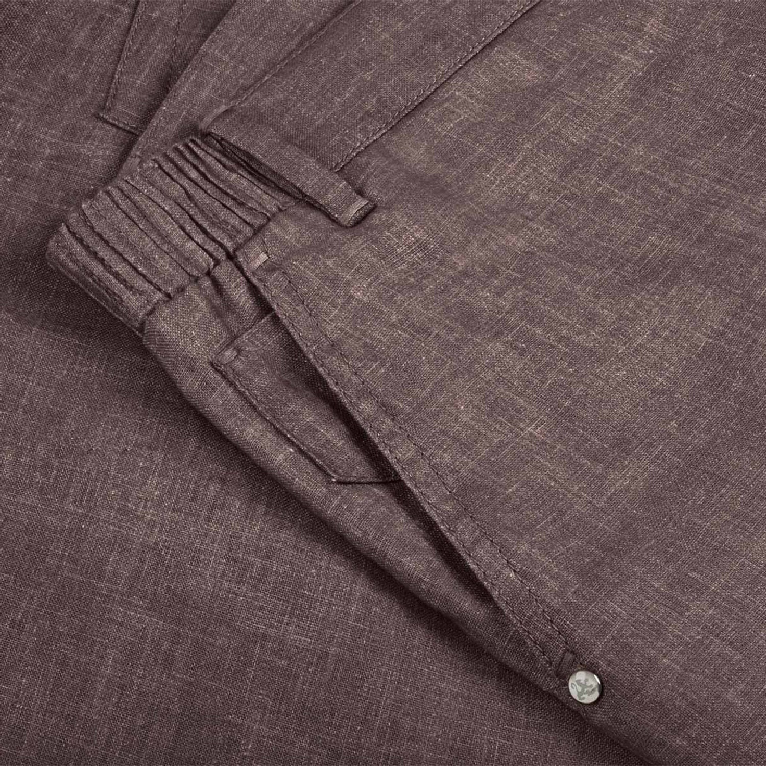 Mottled shorts with elasticated waistband in linen - Brown