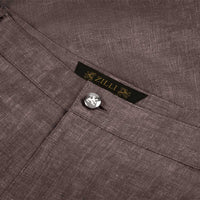 Mottled shorts with elasticated waistband in linen - Brown
