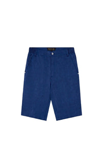 Short à texture flammée en lin - Bleu Royal