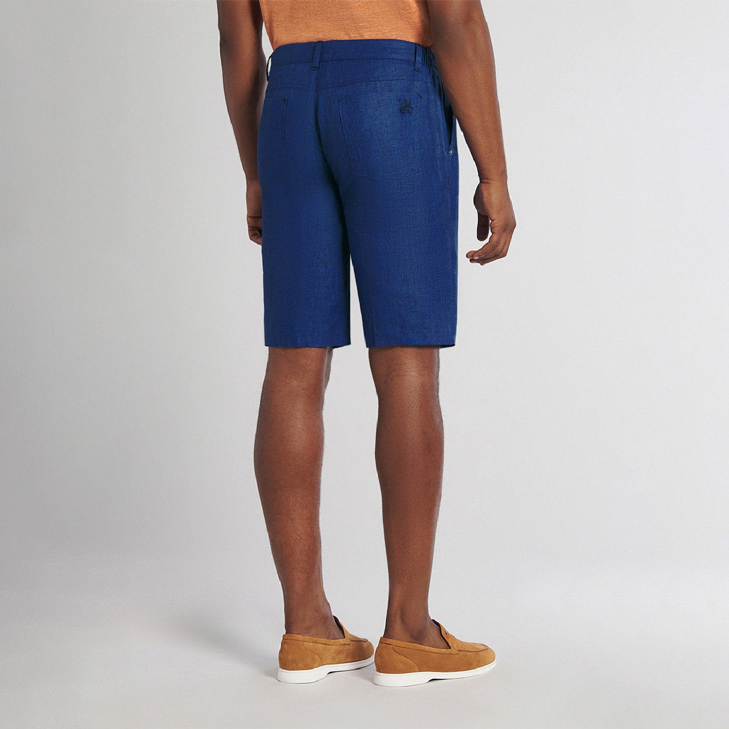 Short à texture flammée en lin - Bleu Royal