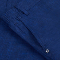 Short à texture flammée en lin - Bleu Royal