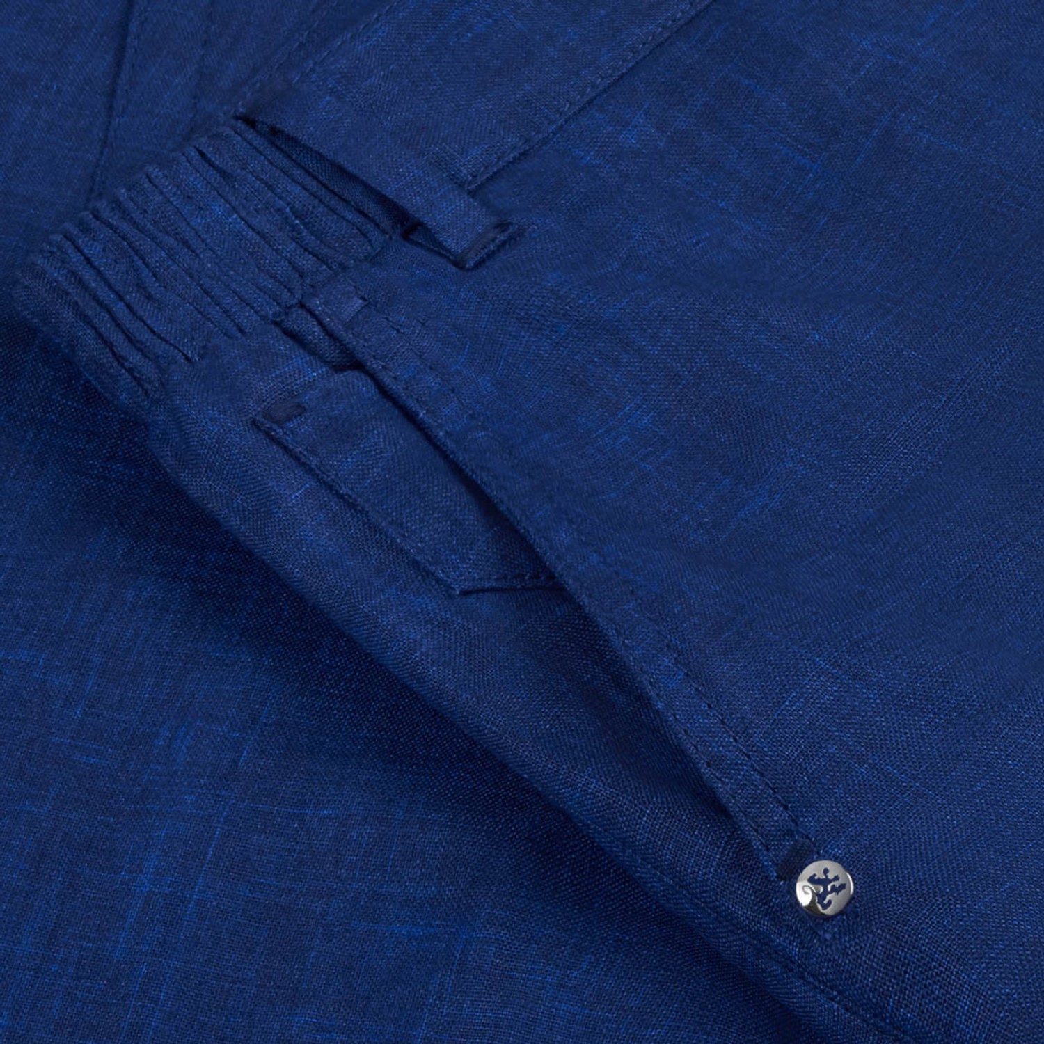 Short à texture flammée en lin - Bleu Royal