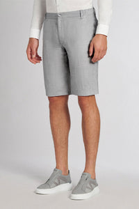 Mottled linen Bermuda shorts - Grey