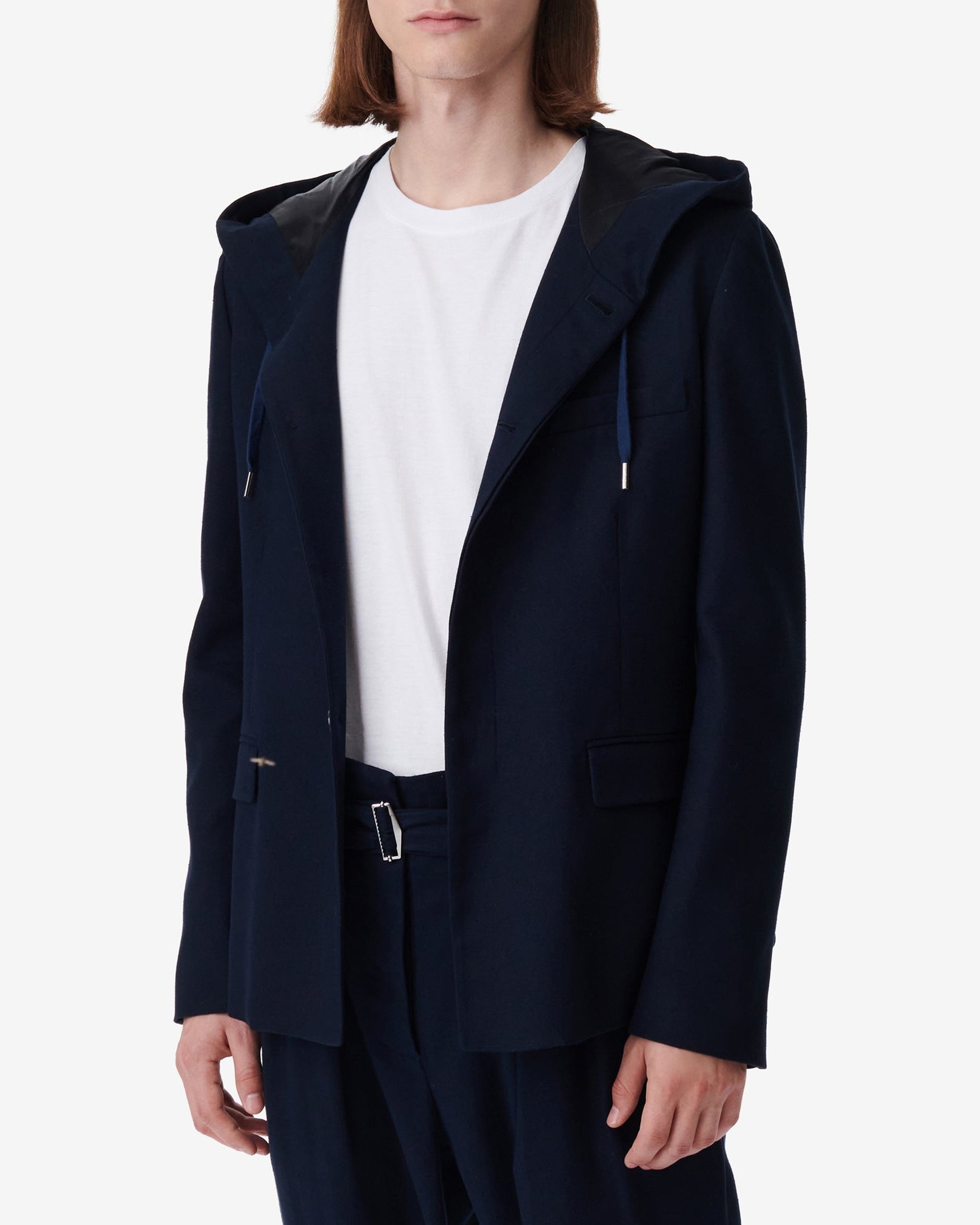 Ridley silk blend hooded jacket - Dark Navy