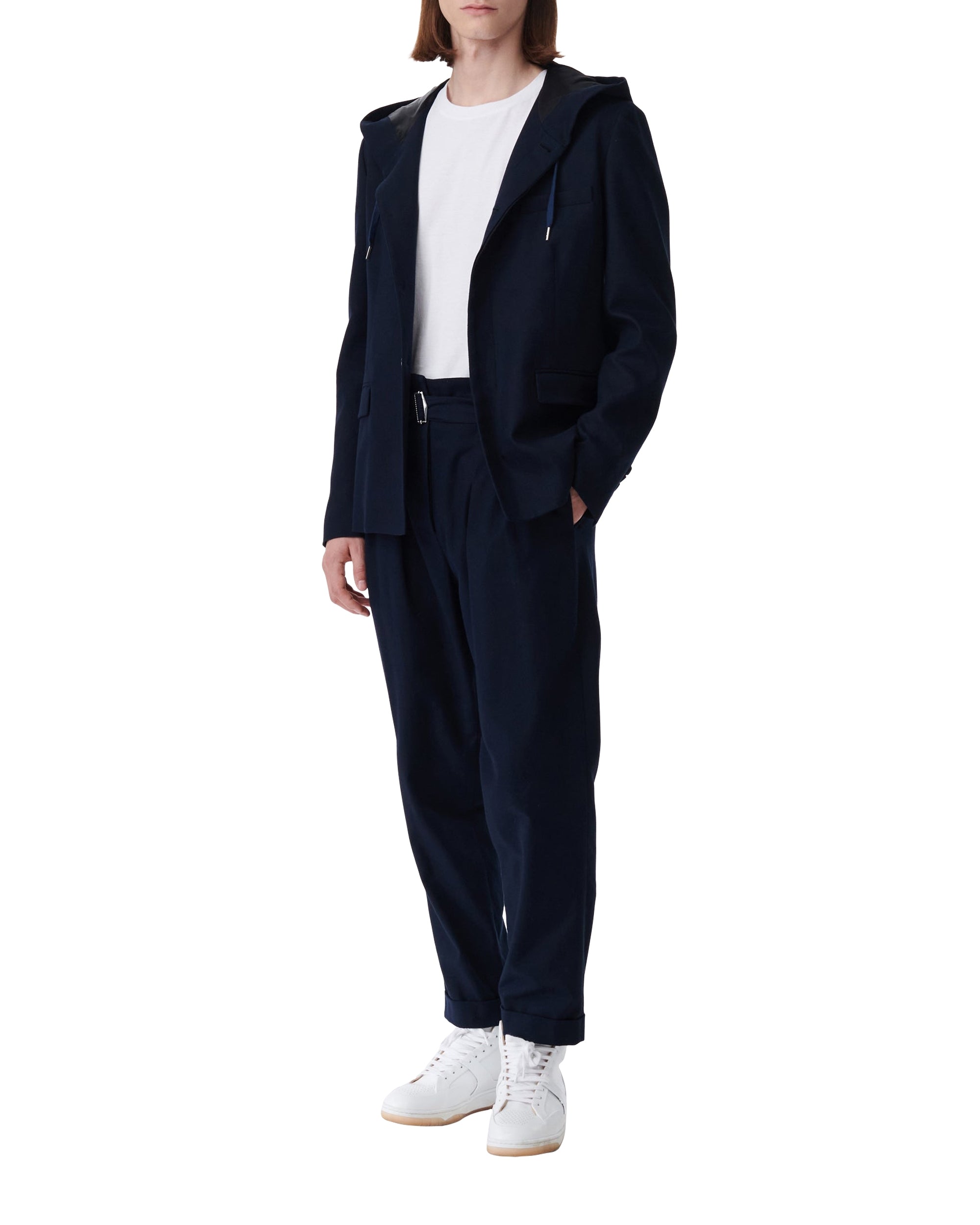Ridley silk blend hooded jacket - Dark Navy