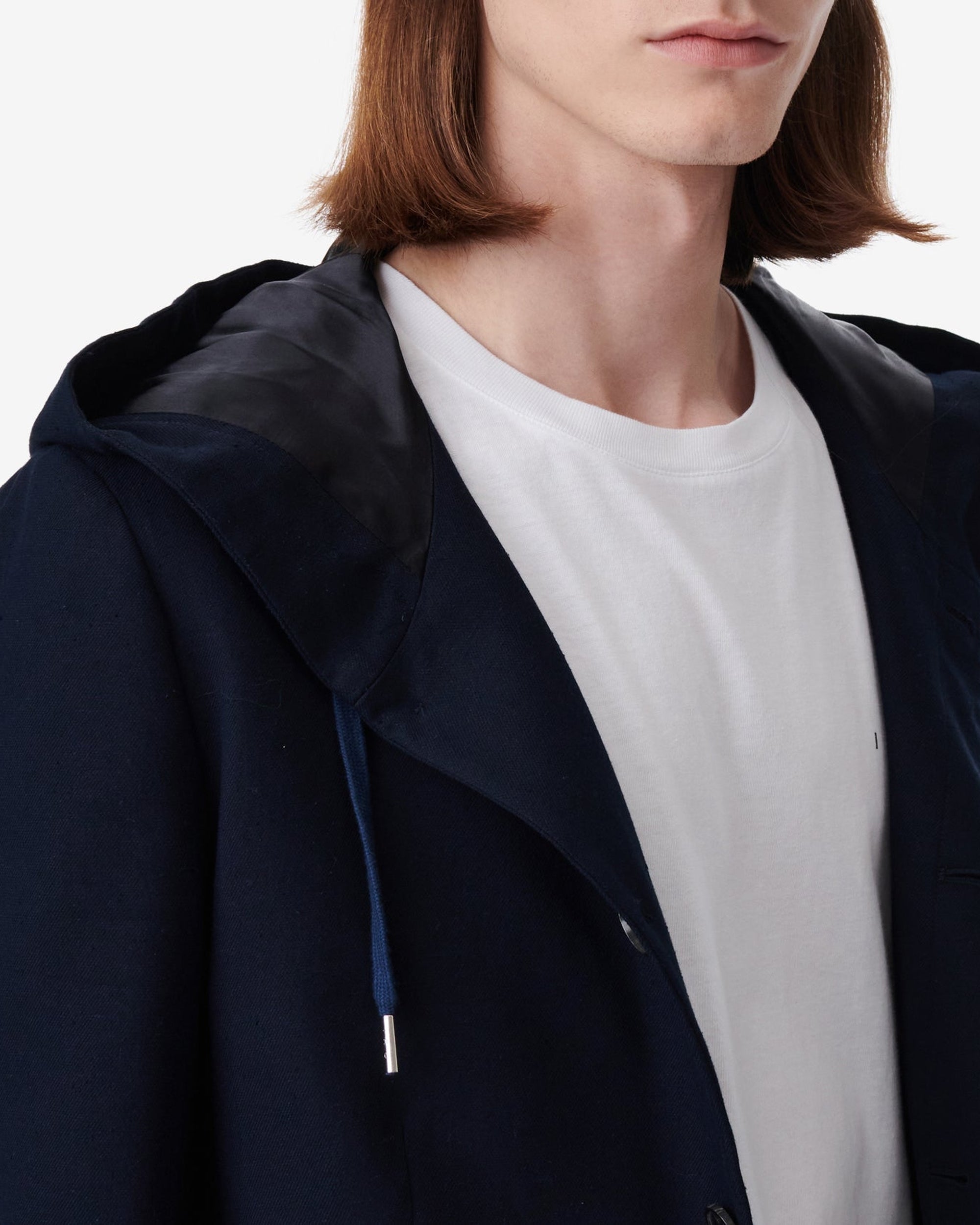 Ridley silk blend hooded jacket - Dark Navy