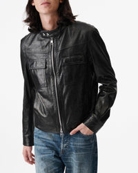 Irown leather biker jacket - Silver & Black