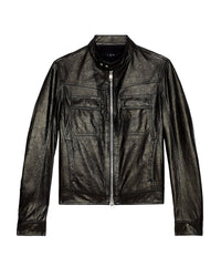 Irown leather biker jacket - Silver & Black