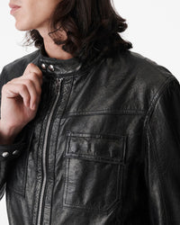 Irown leather biker jacket - Silver & Black