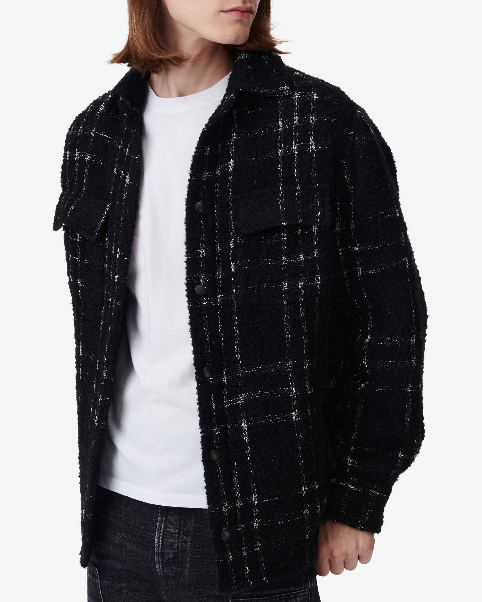 Khassel wool blend overshirt - Black & White