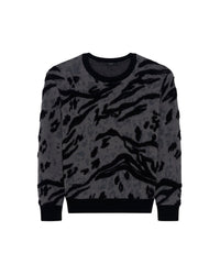 Wool Pules jumper - Print Animal Grey