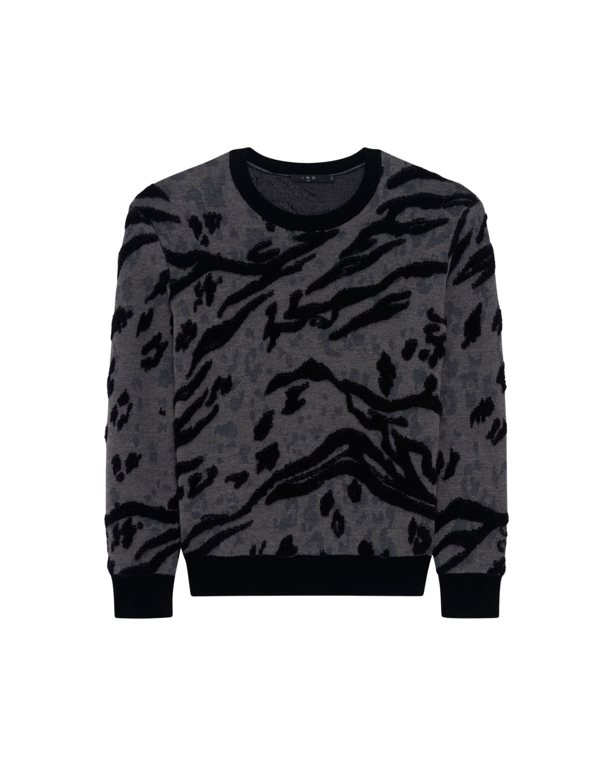 Wool Pules jumper - Print Animal Grey
