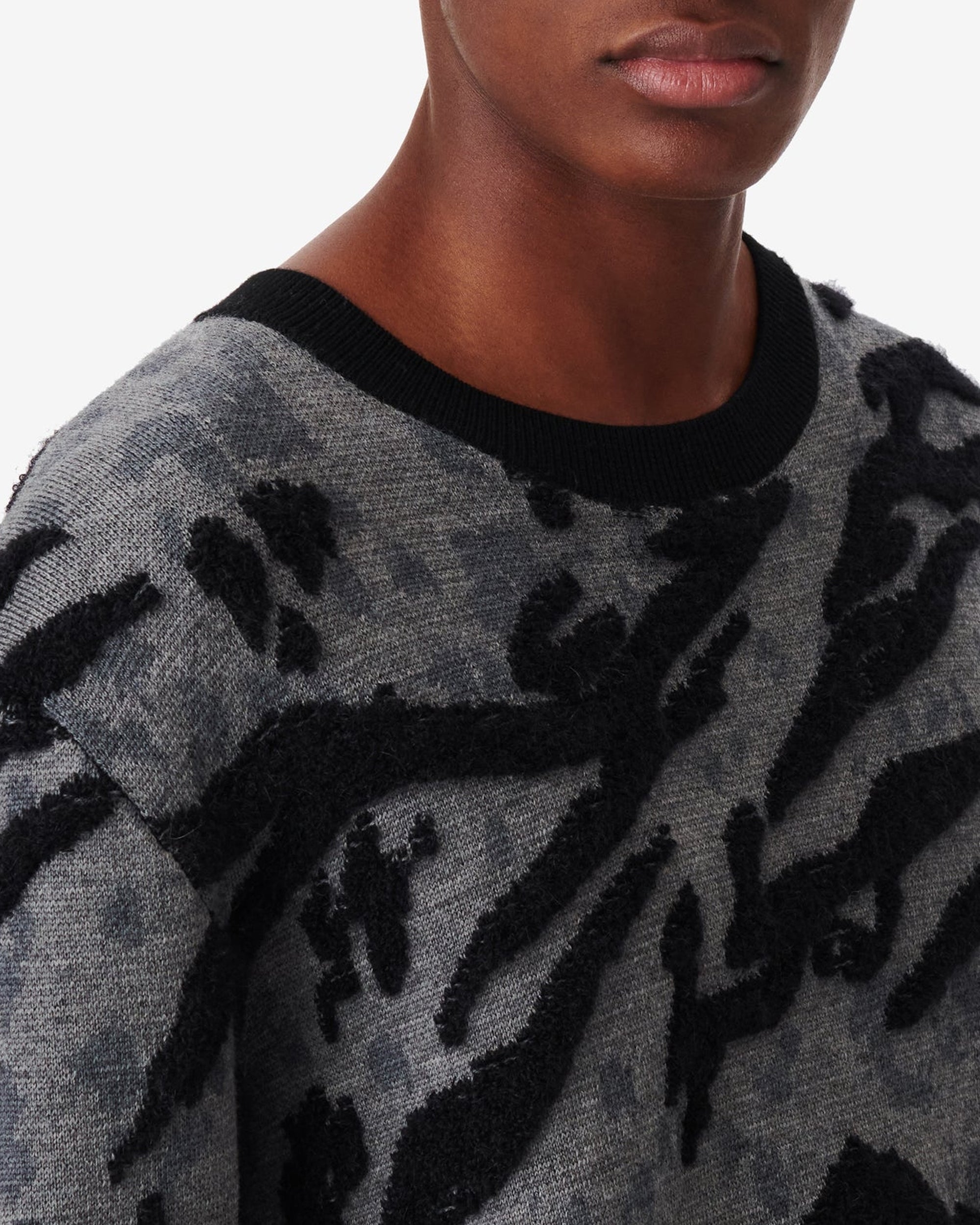 Wool Pules jumper - Print Animal Grey