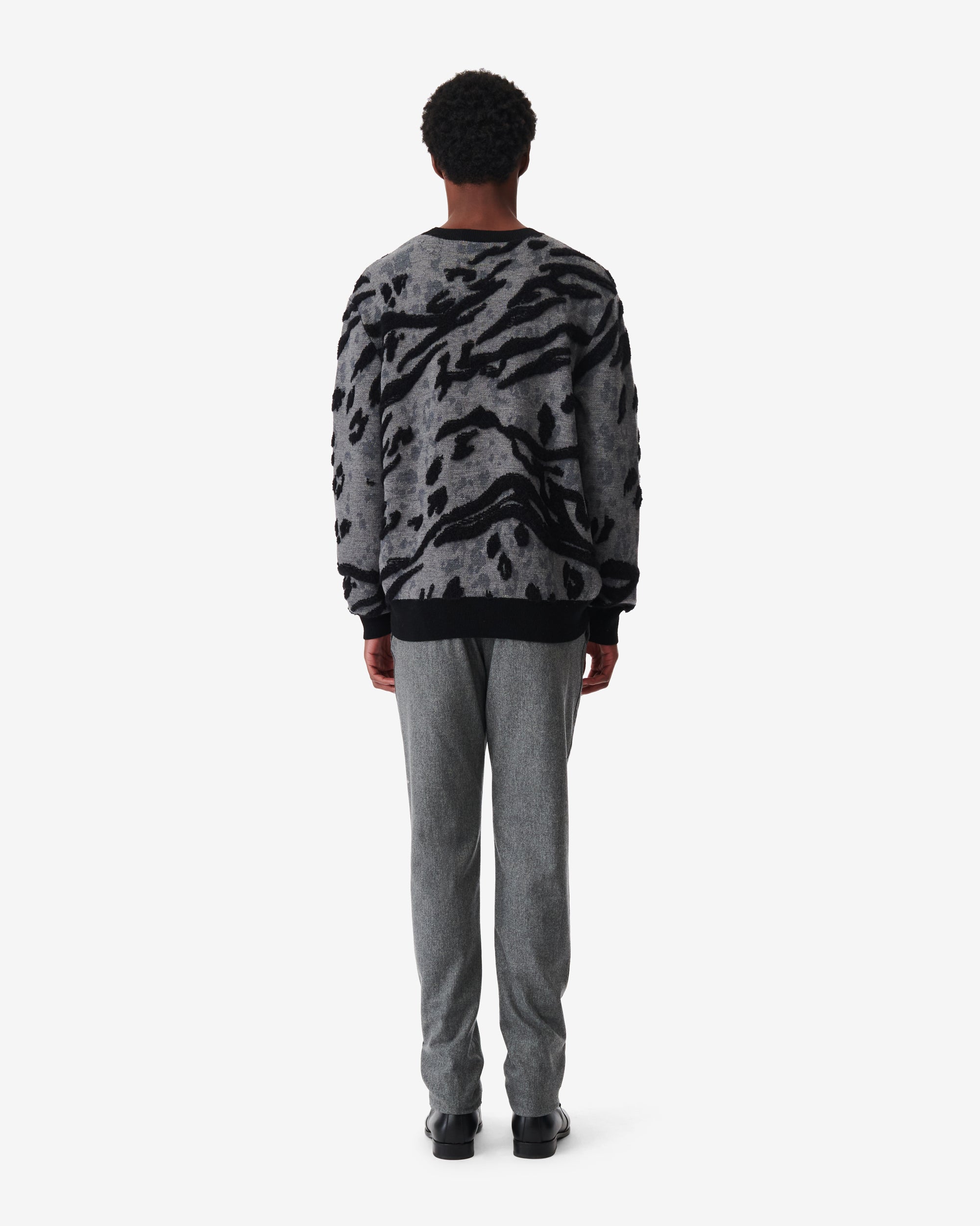 Wool Pules jumper - Print Animal Grey