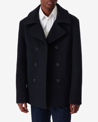 Tristan wool pea jacket - Navy