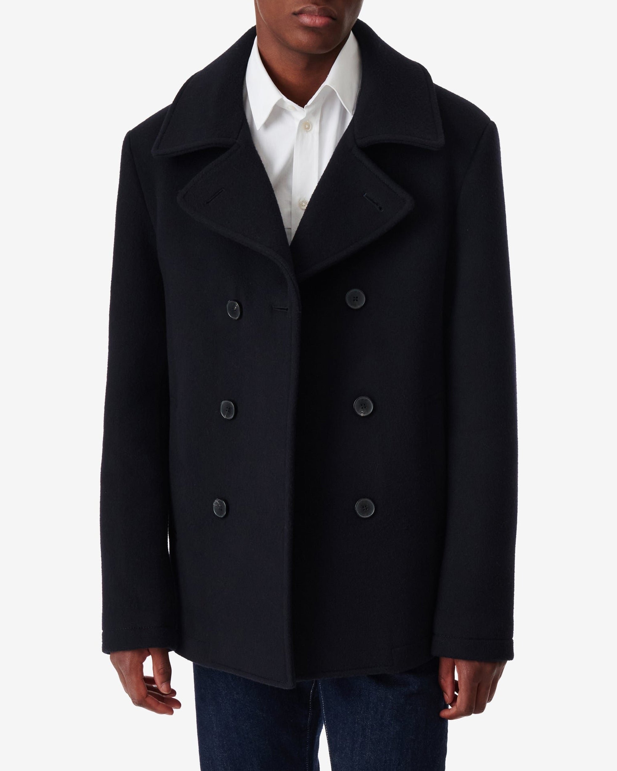 Tristan wool pea jacket - Navy