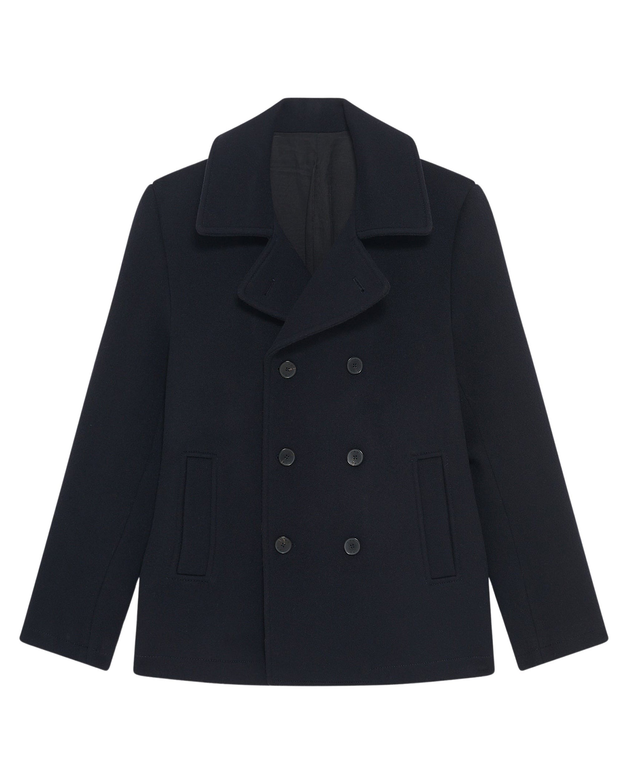 Tristan wool pea jacket - Navy