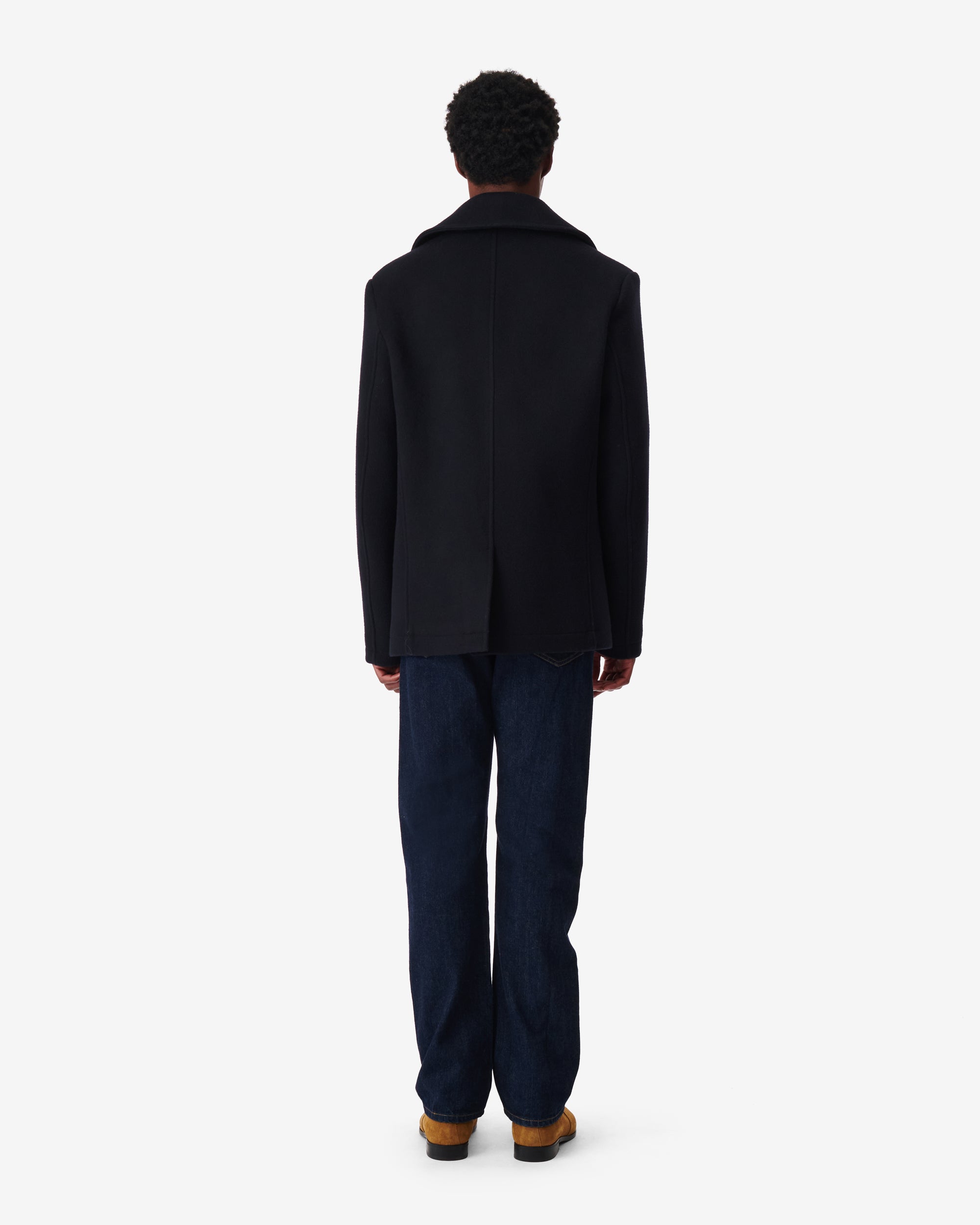 Tristan wool pea jacket - Navy