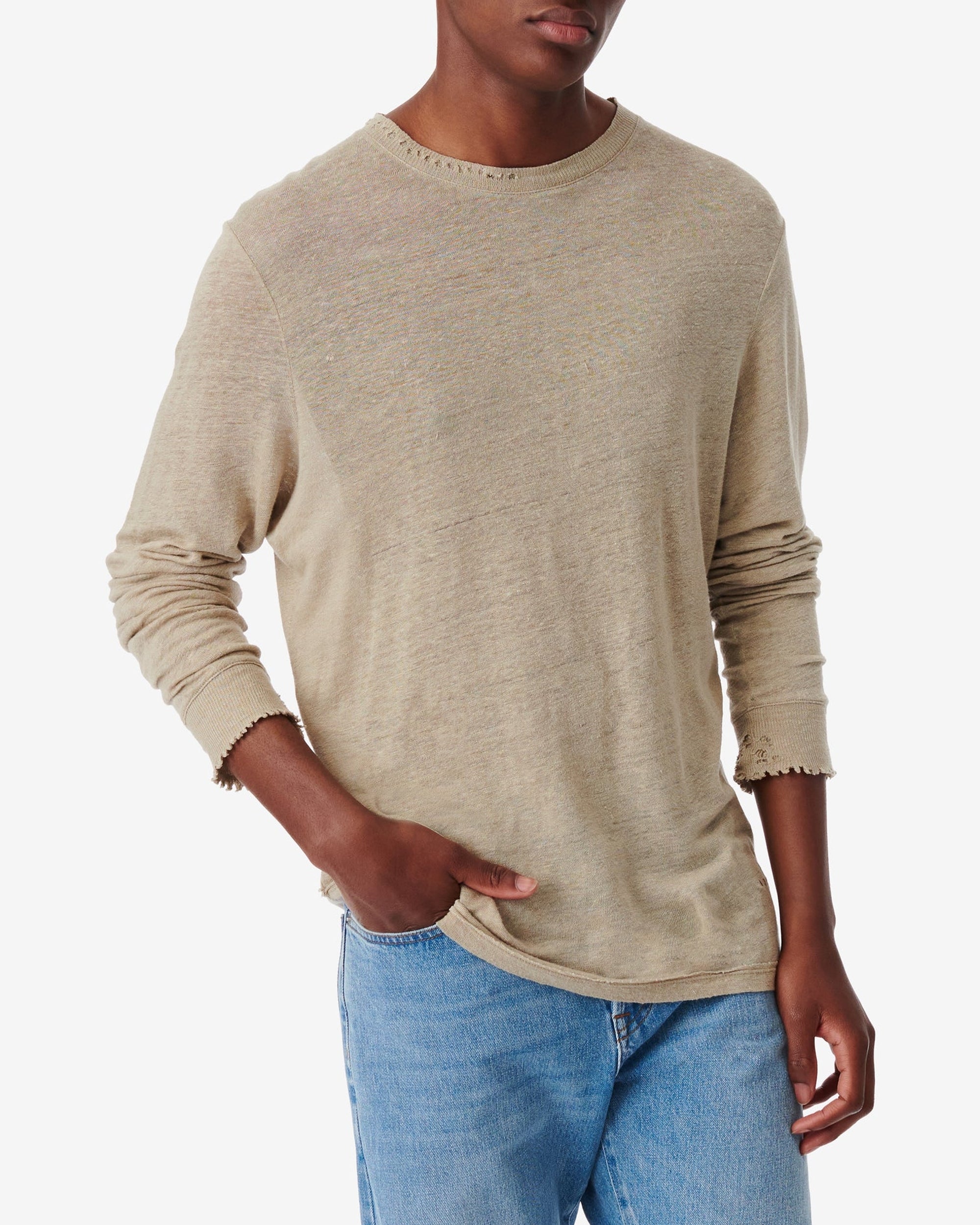 Arona long-sleeved linen T-shirt - Taupe