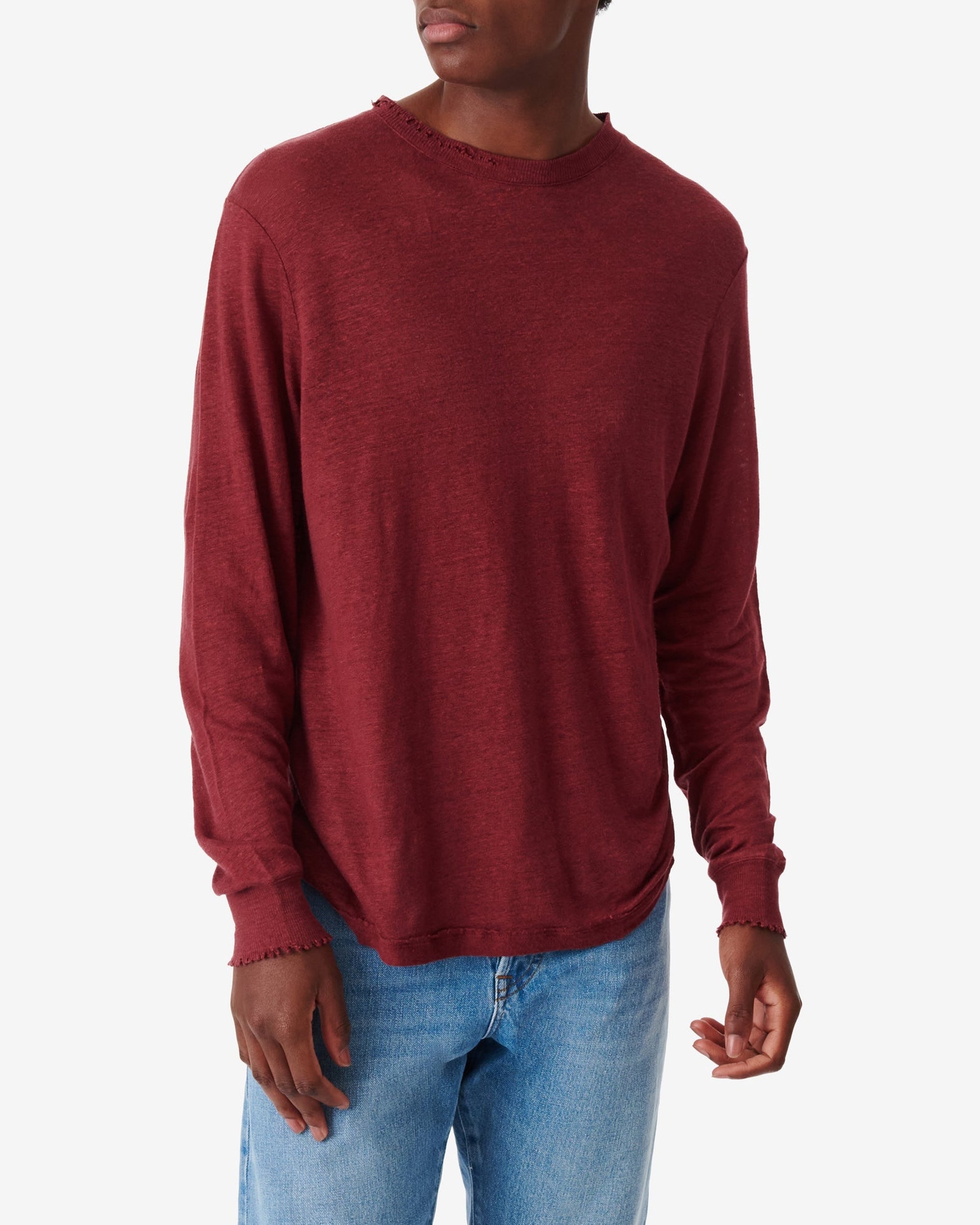 Arona long-sleeved linen T-shirt - Bordeaux