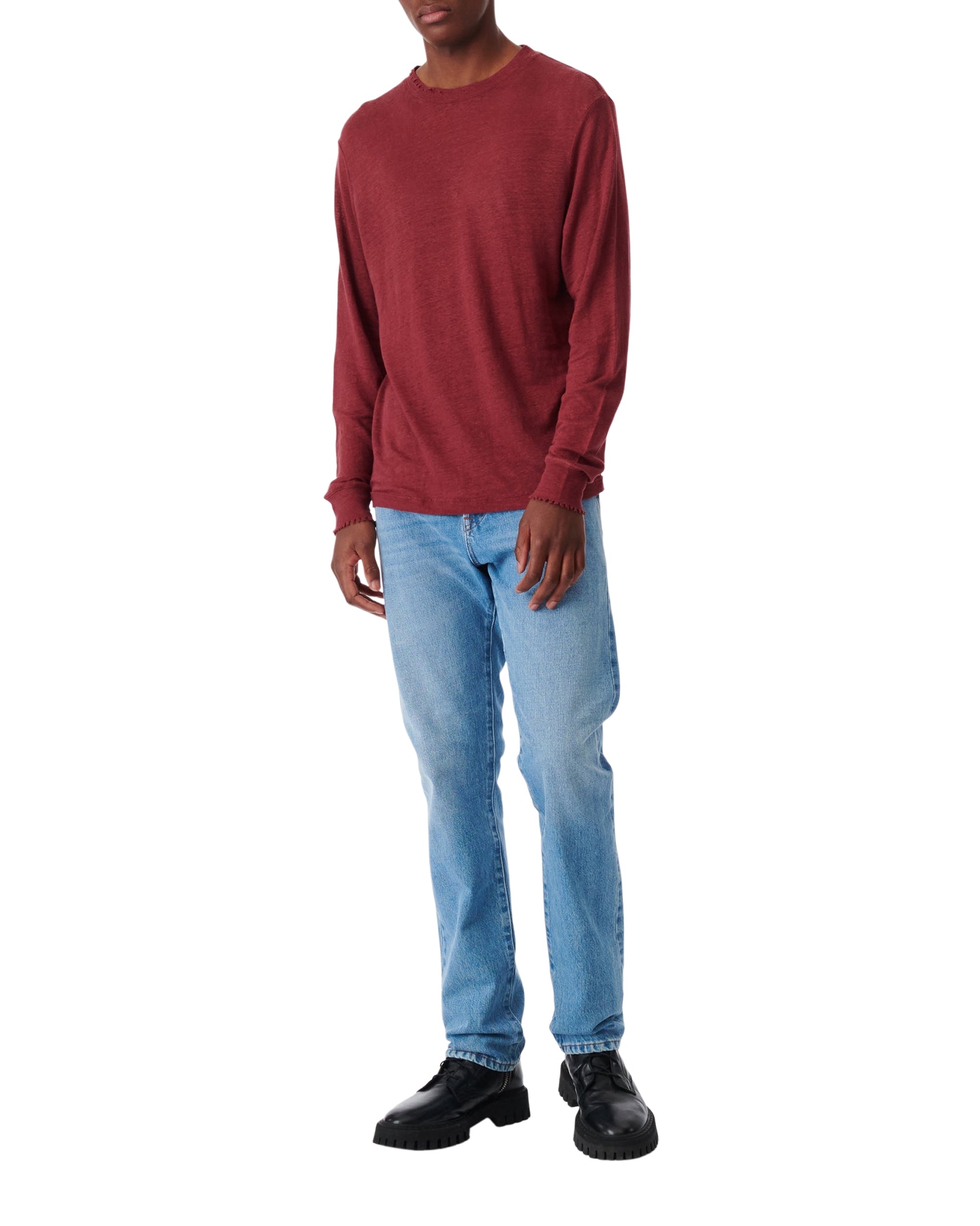 Arona long-sleeved linen T-shirt - Bordeaux