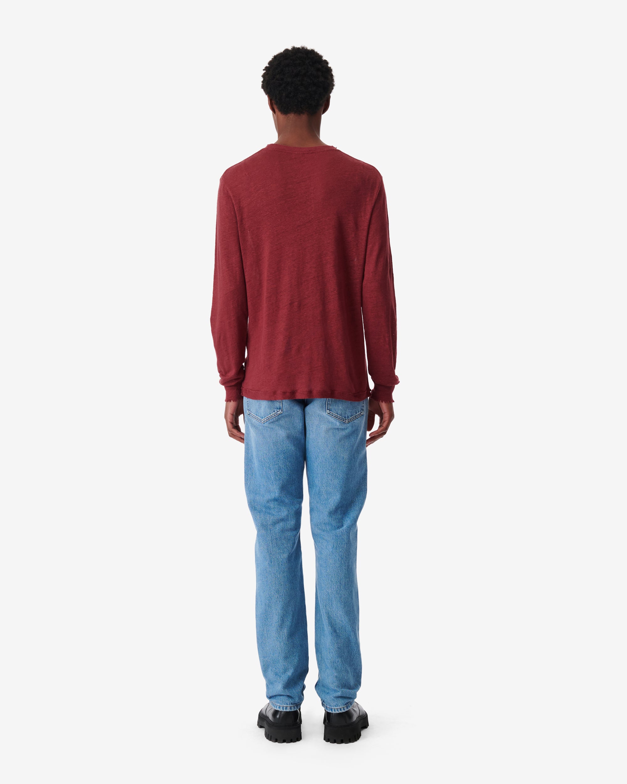 Arona long-sleeved linen T-shirt - Bordeaux