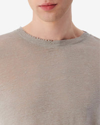 Arona long-sleeved linen T-shirt - Stone Grey