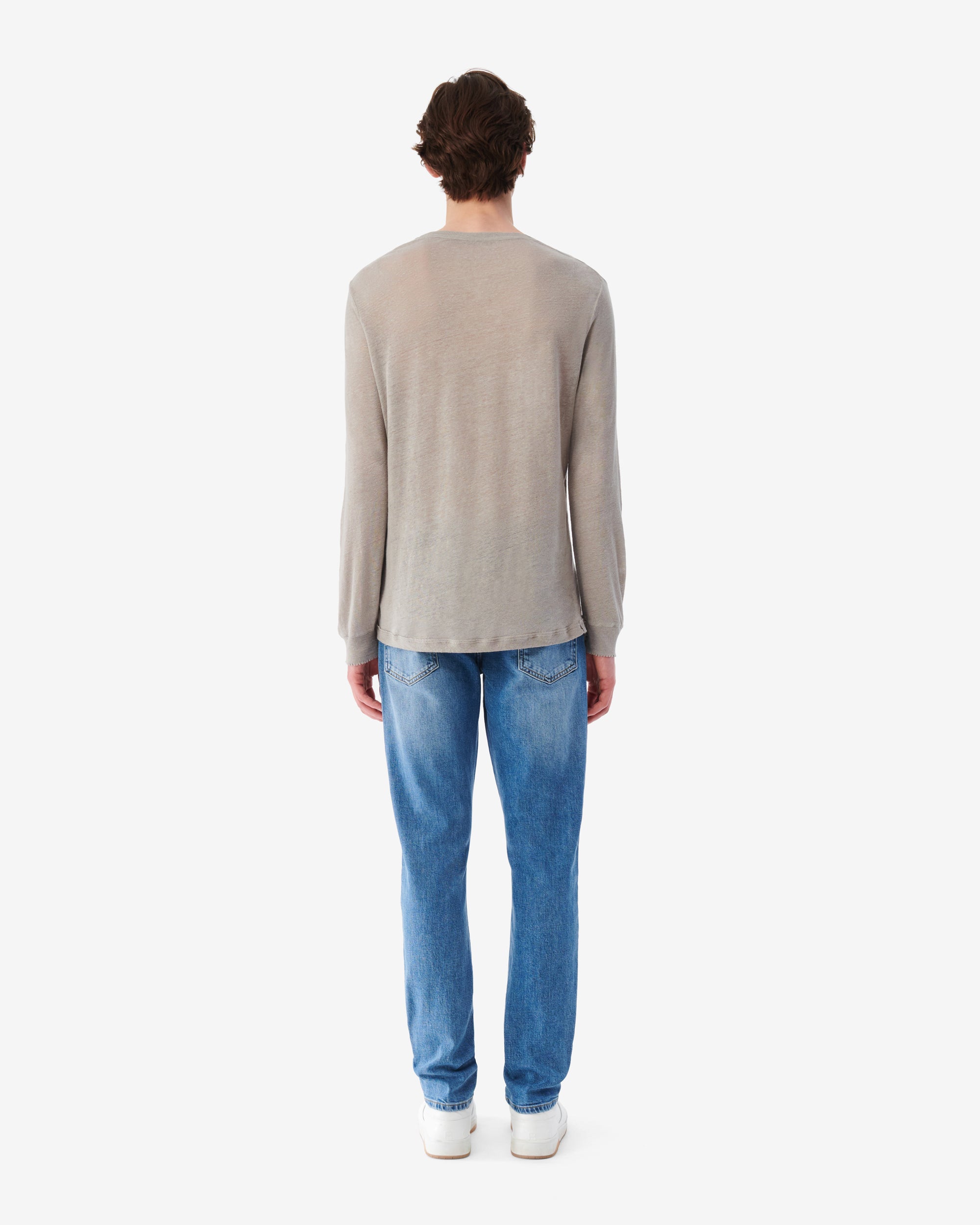 Arona long-sleeved linen T-shirt - Stone Grey