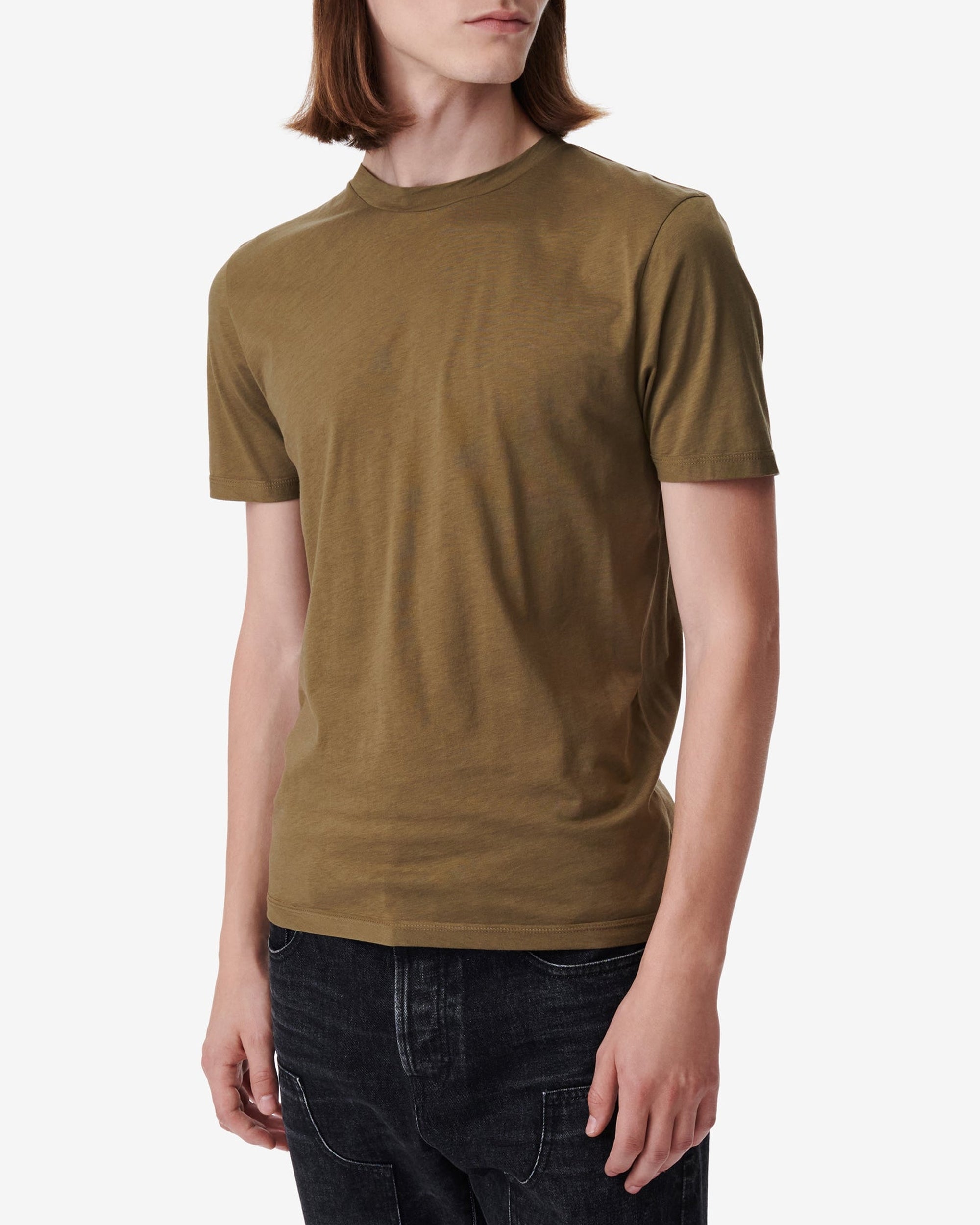 Okobo silk blend short-sleeved T-shirt - Dark Khaki & Khaki