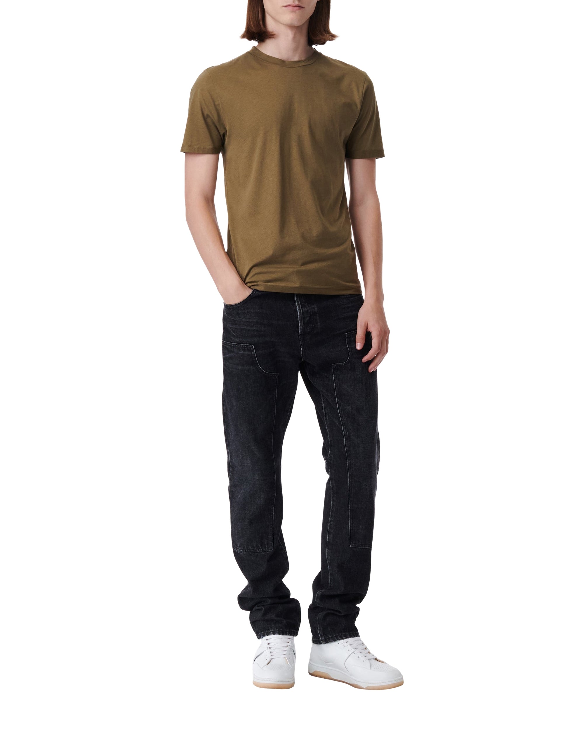 Okobo silk blend short-sleeved T-shirt - Dark Khaki & Khaki