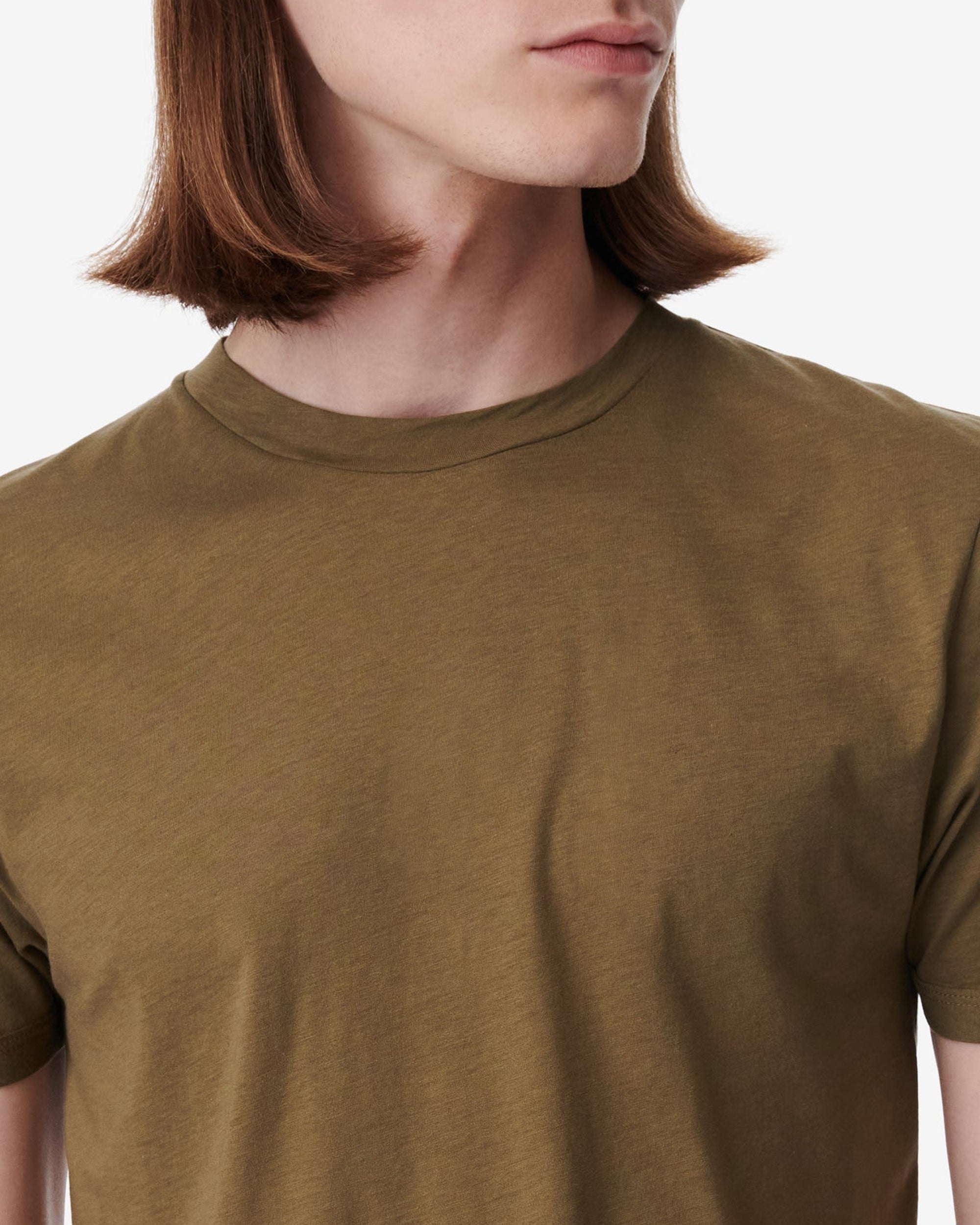 Okobo silk blend short-sleeved T-shirt - Dark Khaki & Khaki
