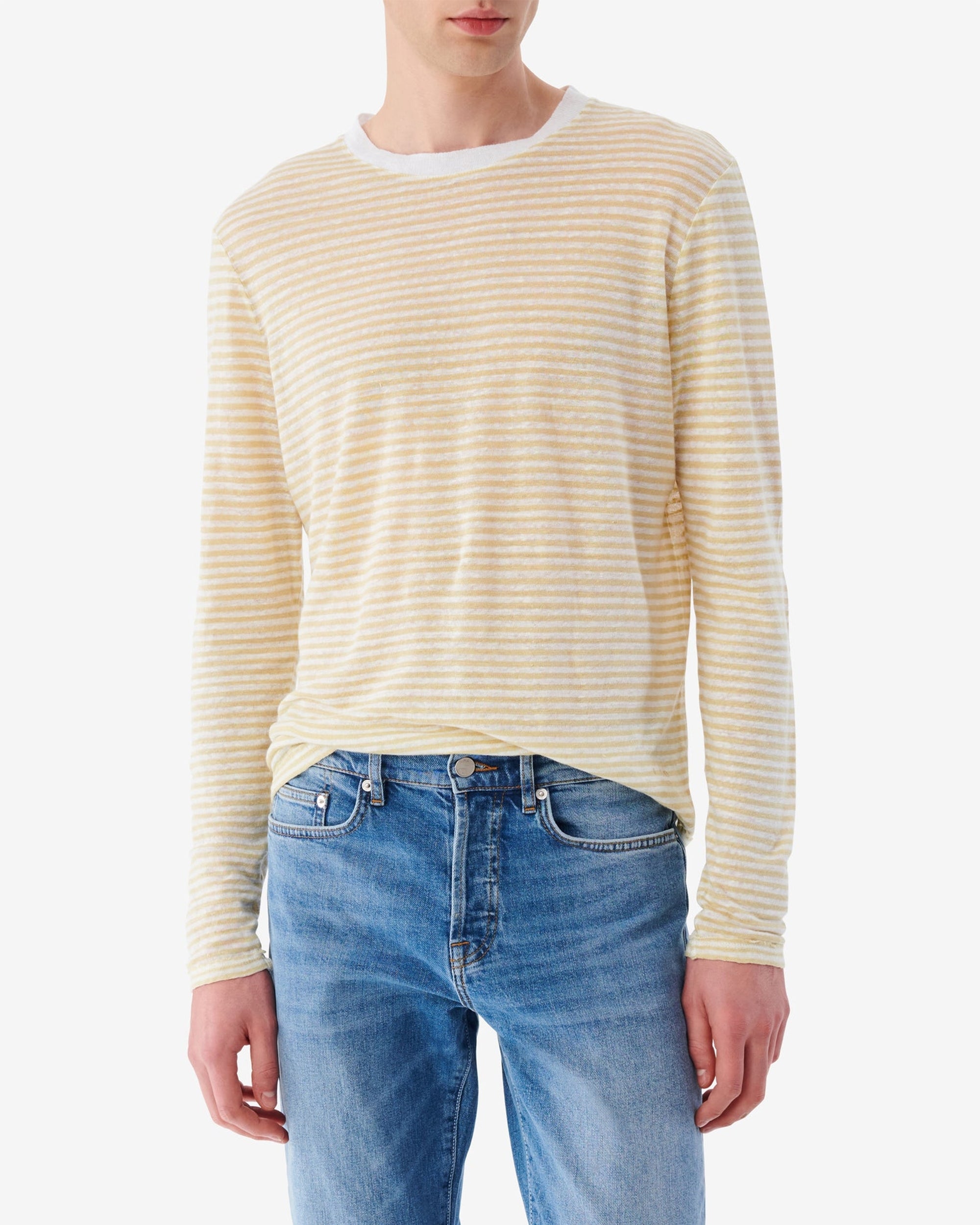 Raja short-sleeved T-shirt in linen - Beige & Natural White