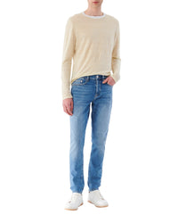 Raja short-sleeved T-shirt in linen - Beige & Natural White