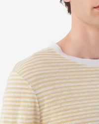 Raja short-sleeved T-shirt in linen - Beige & Natural White