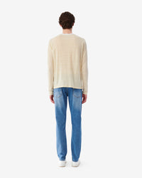 Raja short-sleeved T-shirt in linen - Beige & Natural White