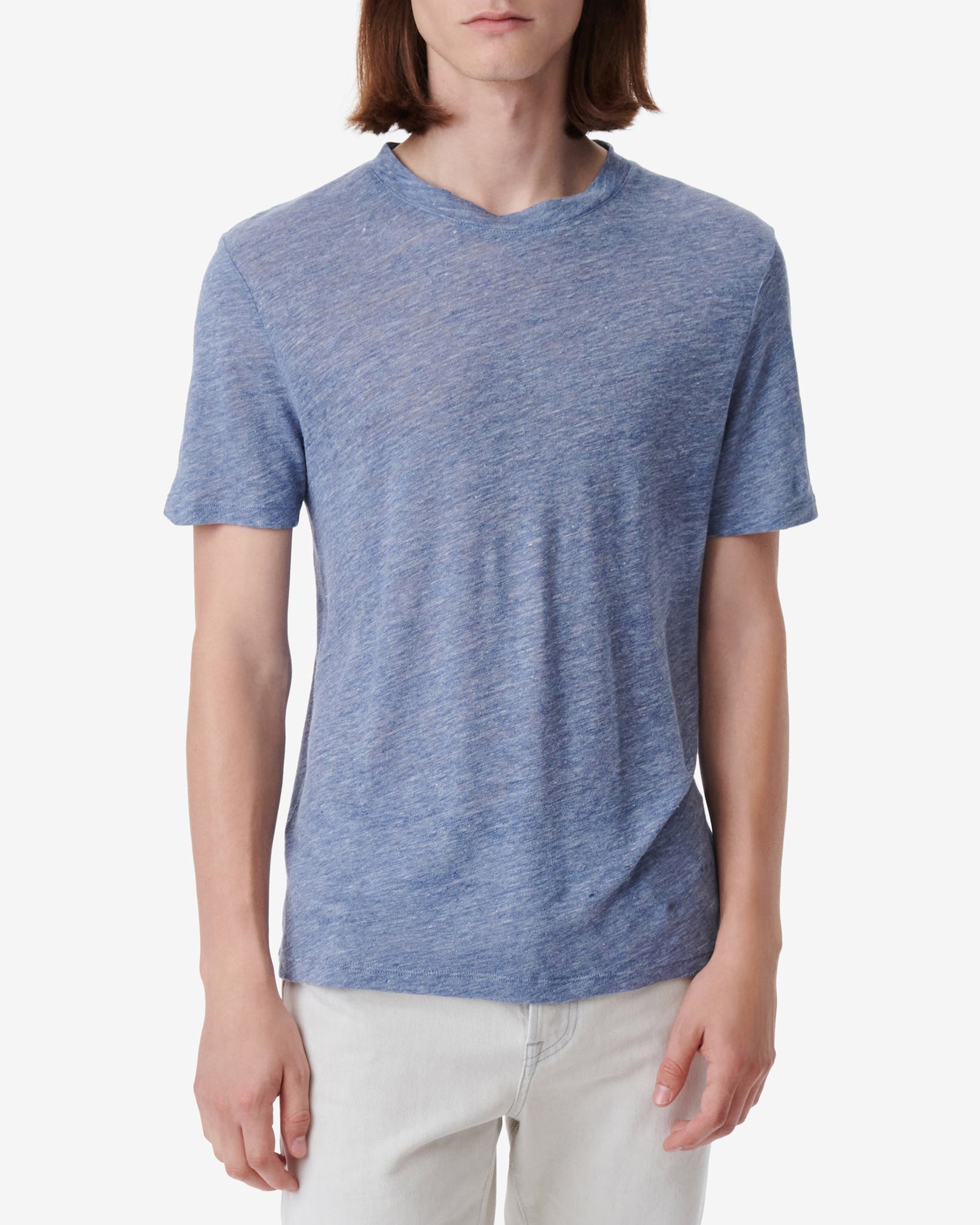 Sergio short-sleeved linen T-shirt - Blue Denim