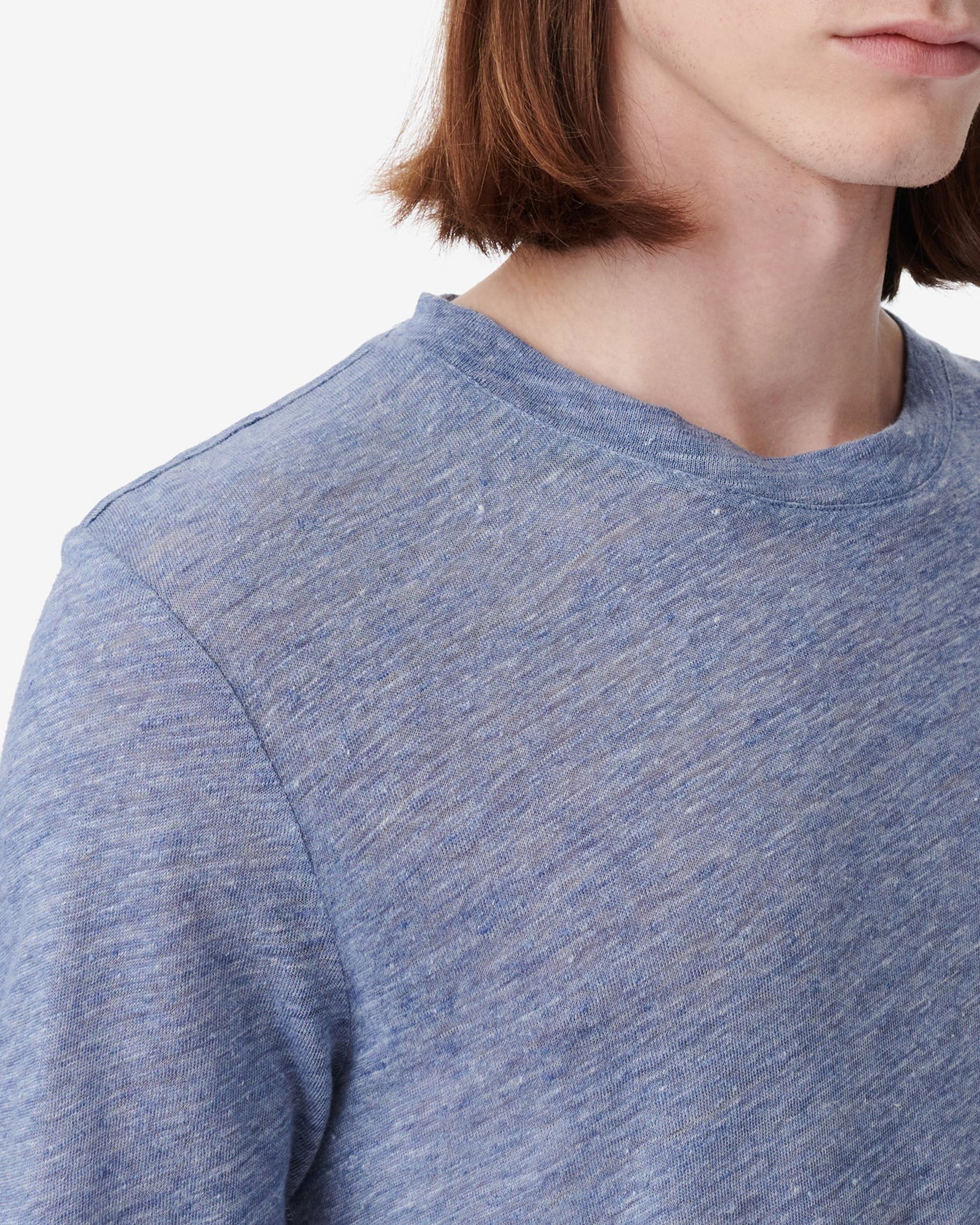 Sergio short-sleeved linen T-shirt - Blue Denim